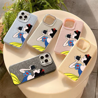 Capa Para iPhone 17 Pro Max 17Air 16 15 13 11 14 12 11 Xs XR Glitter Doce Cor Branca De Neve Mopo