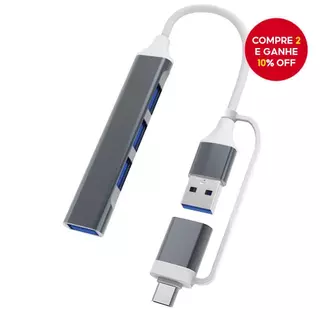Novo Hub Mini Portátil Ultra Fino de 4 Portas USB 3.0 com USB/Type-C/2 em 1 para Expansor de Energia USB 4.