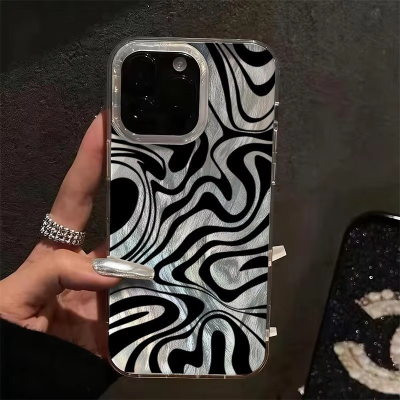 Listras Pretas Padrão Caso De Telefone Para iPhone 11 12 13 14 15 16 17 Pro Max XS X XR 7 8 Plus 16E 17 Ar À Prova De Ch