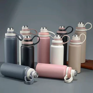 Garrafa térmica portátil de grande capacidade em aço inoxidável 304 para esportes e ciclismo ao ar livre, com canudo