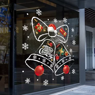 Adesivos de Decoração de Natal para Janelas Adesivos para Portas de Vidro Sinos de Natal Decoração Criativa de Janela de