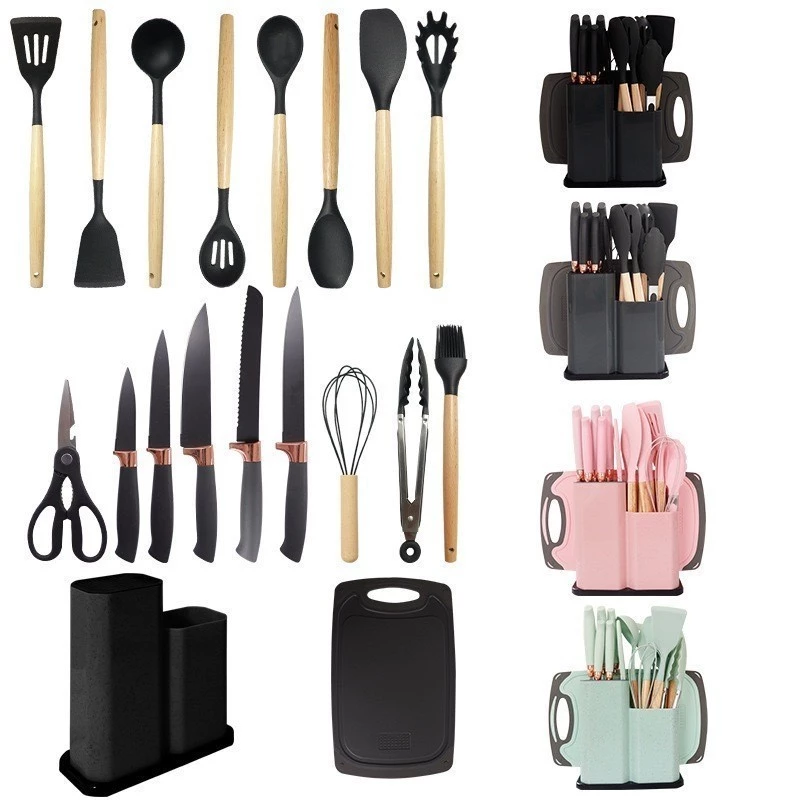 Kit Utensílios de Cozinha 19 Peças • Silicone com Cabo de Madeira • Completo e Resistente - Imagem 4