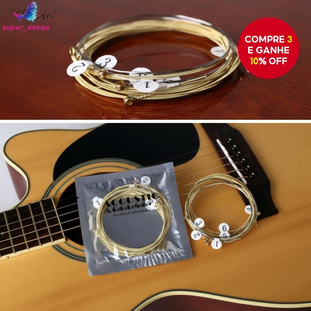 Conjunto de 6 Cordas para Violão: Aço Bronze Fosforoso | Shopee Brasil