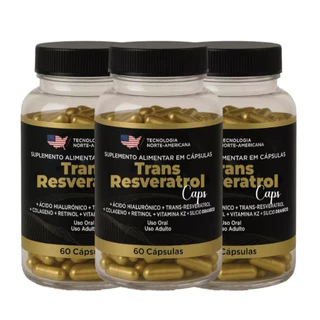 Lançamento 3 Potes Trans Resveratrol 60 capsulas Vitamina k-2 Retinol!