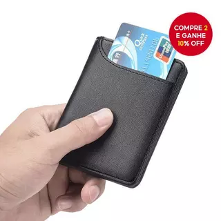 ​ Carteira Masculina Ultrafina Vertical-Mini Porta-Cartões Com Janela De Identificação E Bolsa De Bolso Para Moedas (08)