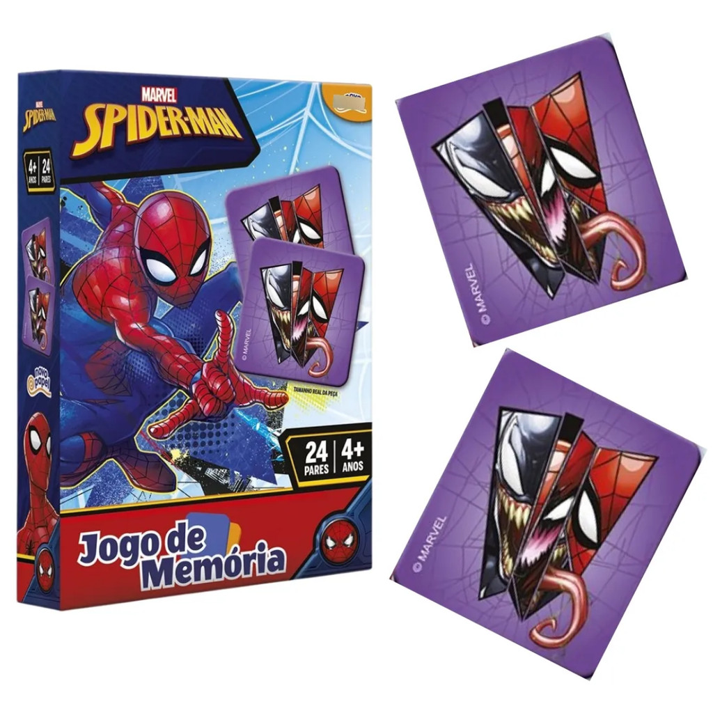 Jogo da Memoria Homem Aranha Marvel 24 Cartas 48 Pecas Infantil ...