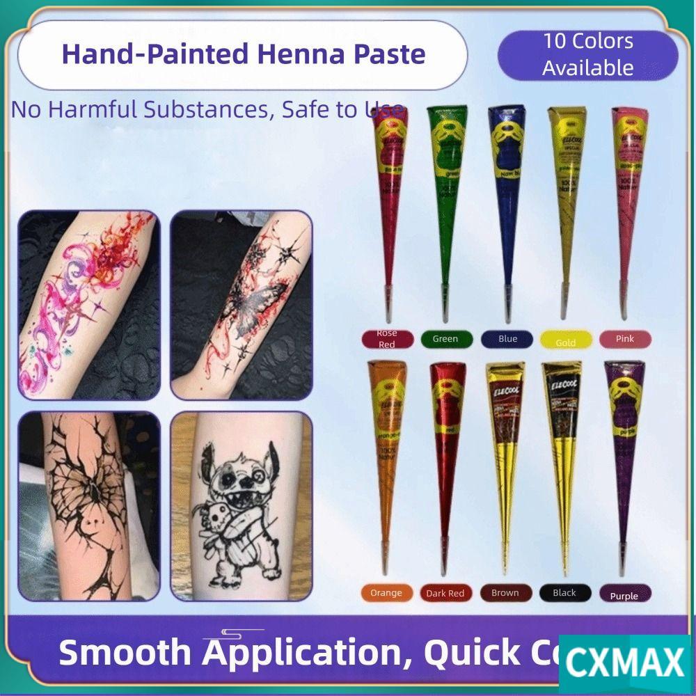 Creme De Tatuagem De Henna CVMAX , Cone De Pasta Semipermanente Fácil ...
