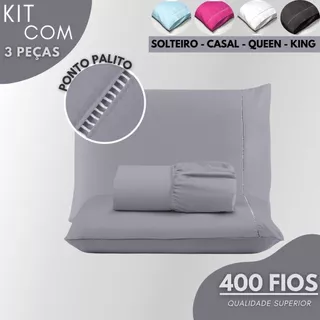 Jogo Lençol King Size Micropercal 400 Fios Ponto Palito - Solteiro / Casal / Queen / King em Oferta na Shopee