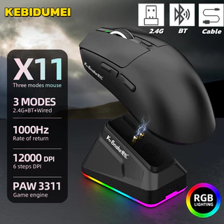 Mouse Sem Fio De 3 Modos Bluetooth 12000 DPI Para Jogos RGB Toque Base De Carregamento Magnético BT/2.4G/Com Fio X11