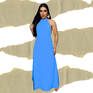 Vestido Feminino Costas Nua Longo Frente Única Duna Soltinho Elegante Festas Madrinha Casamento Formatura em Oferta na Shopee