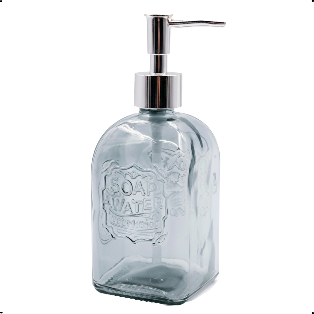 Dispenser Líquido Vidro Cinza Soap Water 490ml
