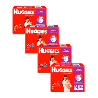 Kit 4 Fralda Roupinha Huggies Supreme Care Tamanho M Pacote Mega 36 Unidades Descartáveis