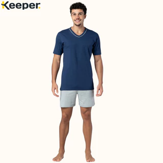 Pijama Masculino Keeper Algodão Gola V Confortável Para Noite e Dia em Oferta na Shopee