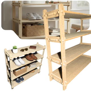 Prateleira em Madeira 4 Andares Desmontável - Organização Simples 100LIM em Oferta na Shopee