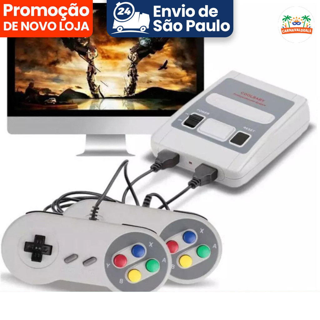Video Game Classic Super Nintendo Mini SNES Com 2 Controles 8 Bits 620 Jogos Original Envio Imediato