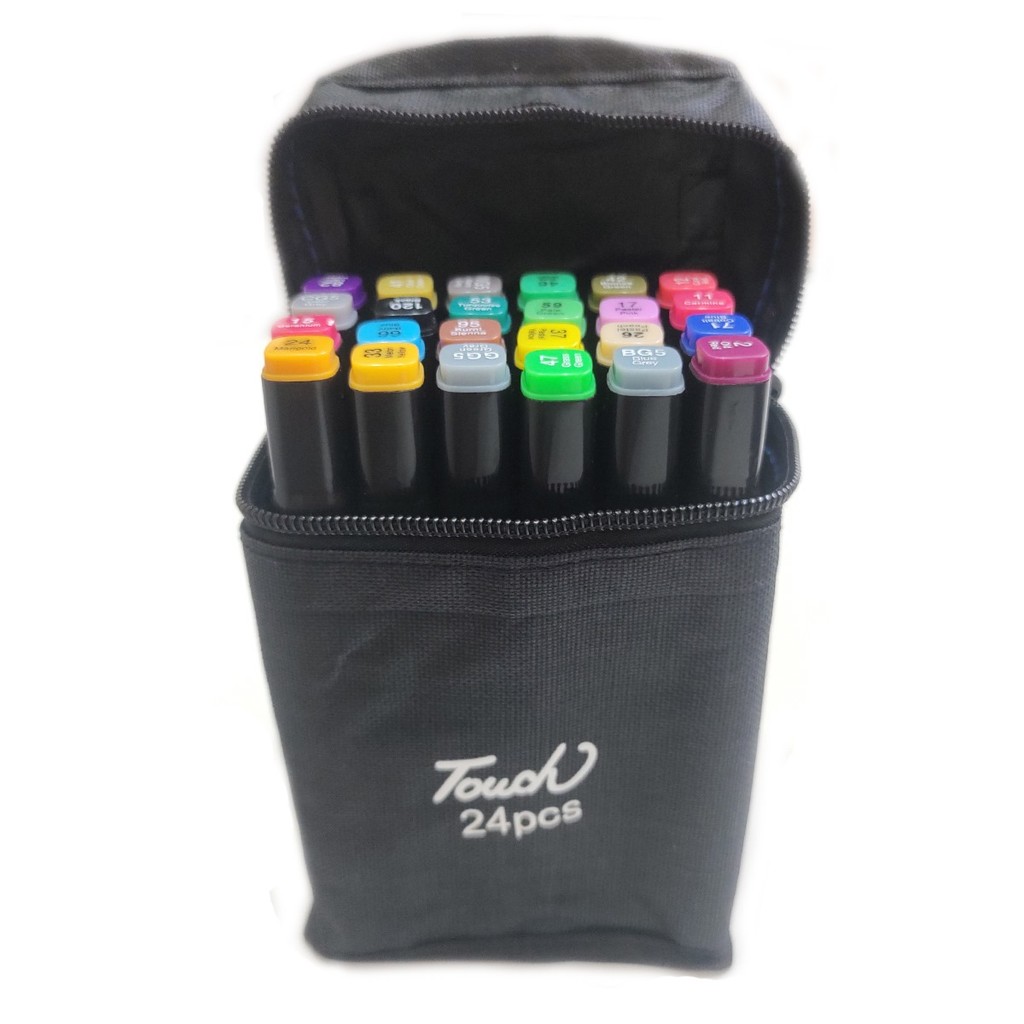Conjunto De Canetas Touch Para Colorir , pintar Ponta Dupla 24 Cores ...