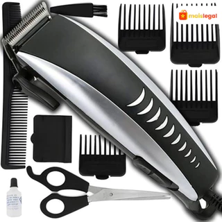 Máquina De Cortar Cabelo Barbeador Aparador Profissional Acabamento Barba 9 Peças Elétrico 110V