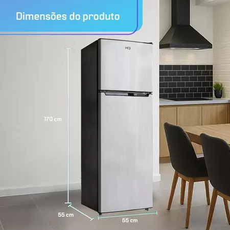 Geladeira Refrigerador HQ Defrost 290 Litros Preto Cinza HQ 290RDF 127V