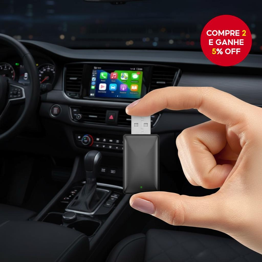 2025 Adaptador Mini 2 em 1 Melhorado para CarPlay e Android Auto Sem ...