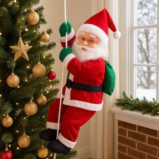 Papai Noel Escalador na Corda 56 cm Decorativo Natal