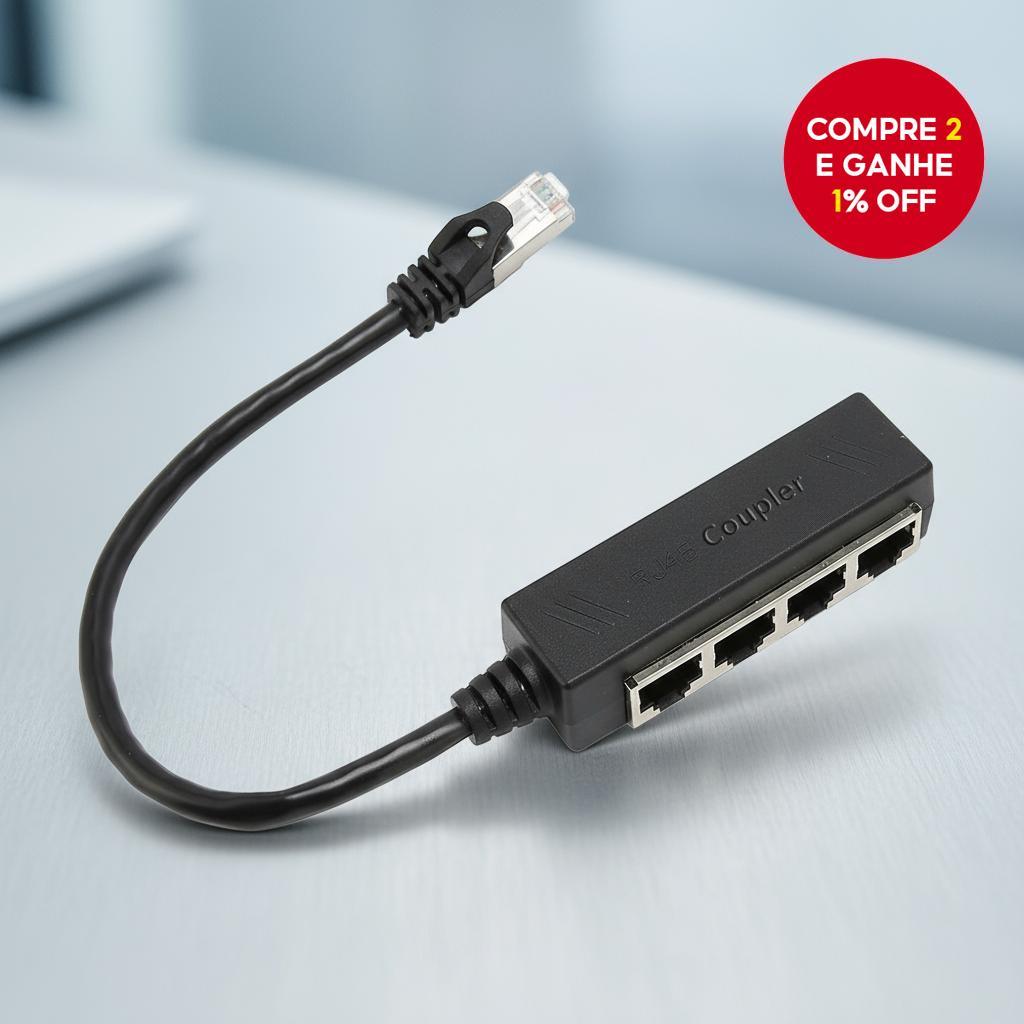 Adaptador de Rede Divisor Ethernet, RJ45 LAN 1 para 4 Conector de Porta ...