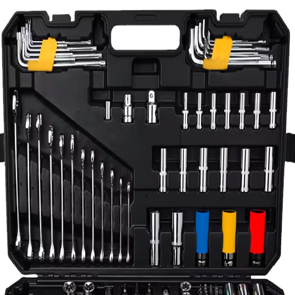 Kit Jogo De 222 Peças Oficina Maleta Ferramentas De Aço Cromo