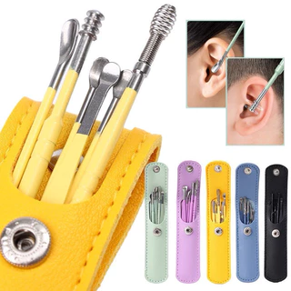 Kit 6 Peças Removedor de Cera de Ouvido em Aço Inoxidável Portátil Com Estojo/ Ideal Para Limpeza Auricular e Viagem -WL em Oferta na Shopee