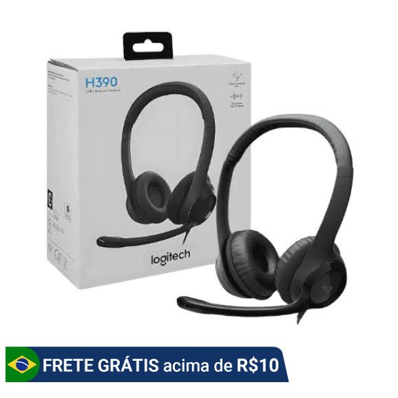 Headset com fio USB Logitech H390 Preto | Shopee Brasil