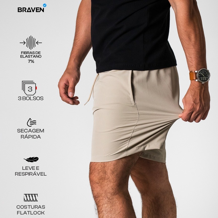 Shorts Masculino Braven – Tactel Leve, Elástico e Ideal para o dia a dia