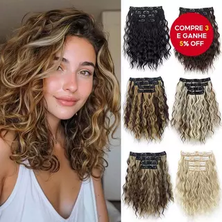 4pcs Extensões De Cabelo Encaracolado Ondulado Clipe Sintético Resistente Ao Calor Para Mulheres