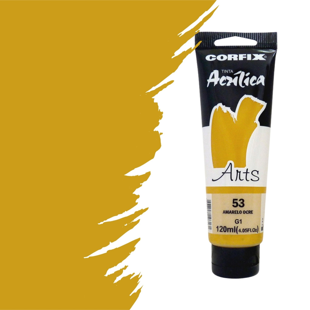 Tinta Acrílica Corfix Arts 120ml G1- 53 Amarelo Ocre | Shopee Brasil
