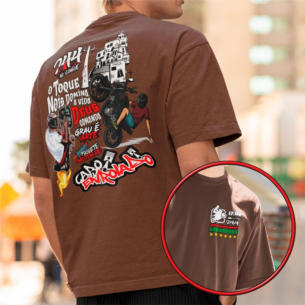 Camisa Moto Empinando 244 Grau É Arte Camiseta Frase O Toque Nois