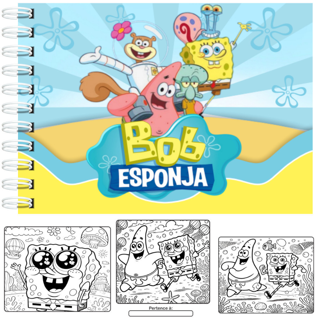 Livro de Colorir Bob Esponja A5 30 Páginas Folhas 120g | Shopee Brasil