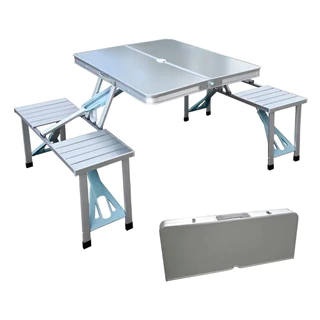 Mesa Dobrável Tipo Maleta com 4 Bancos – Titanium Platina em Oferta na Shopee