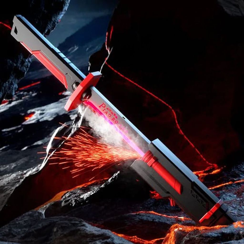 Katana brinquedo faca spark 80cm LED RGB com Fumaça e Efeito Faísca - Sabre Intergaláctico Chalé da Stella