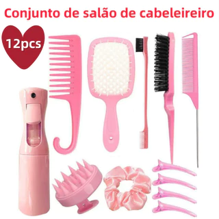 12pcs Escova Para Cabelos Encaracolados Conjunto De Pente De Rabo De Rato Curvo Natural Naturais Ferramentas Salões De