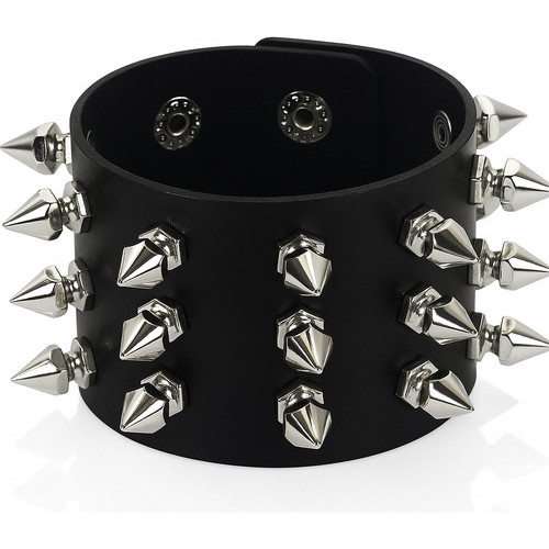 Bracelete Pulseira Spike Metal Punk Rock Emo Gótico Espinho Preto 22Cm x 5Cm