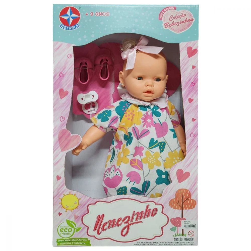 Boneca Nenezinho 44cm Novo Estrela Vinil Abre e fecha os olhos