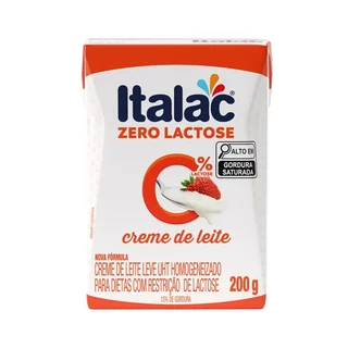 Creme de Leite Italac UHT Zero Lactose 200g - Embalagem com 24 Unidades em Oferta na Shopee