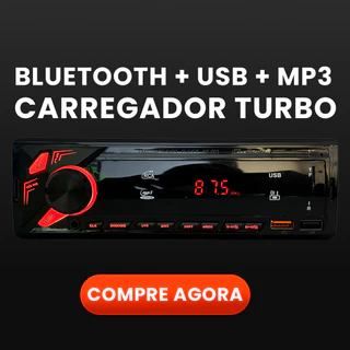 Rádio Automotivo Orkan 1 Din MP3 Bluetooth 2xUSB SD Entrada Auxiliar