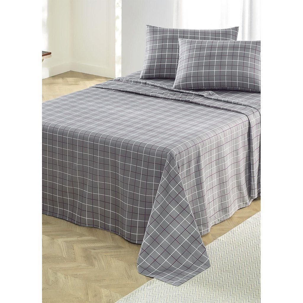 Jogo De Cama 150 Fios Grid King 4 Peças