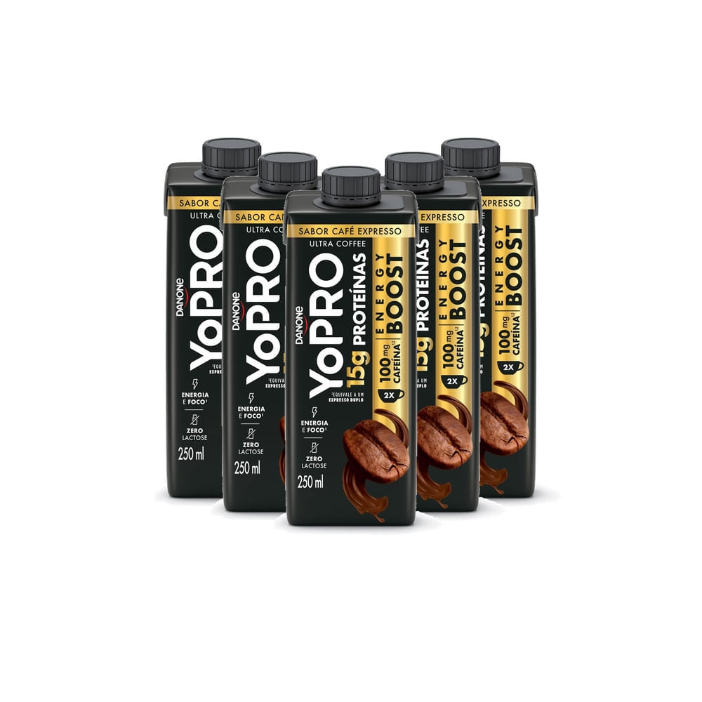 Kit 5 YoPRO Energy Boost UHT Café Expresso 15g de Proteínas 250ml ...