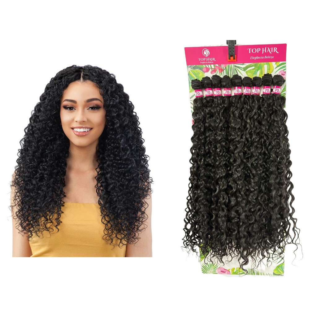 Cabelo Cacheado Fibra Bio Humano 70cm 320g 9Telas Top Hair | Shopee Brasil