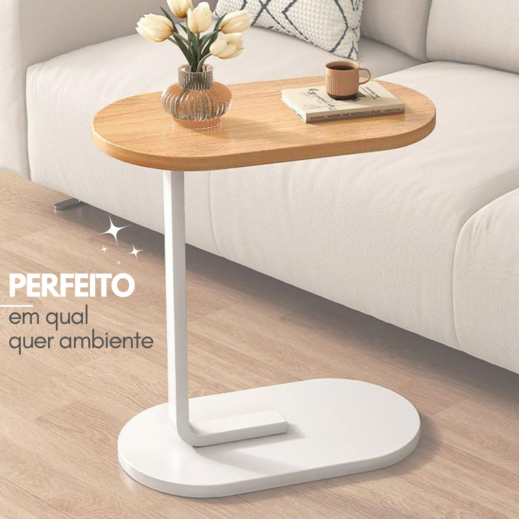 Mesa de Apoio de Canto Lateral Notebook Café Para Sofá Cama