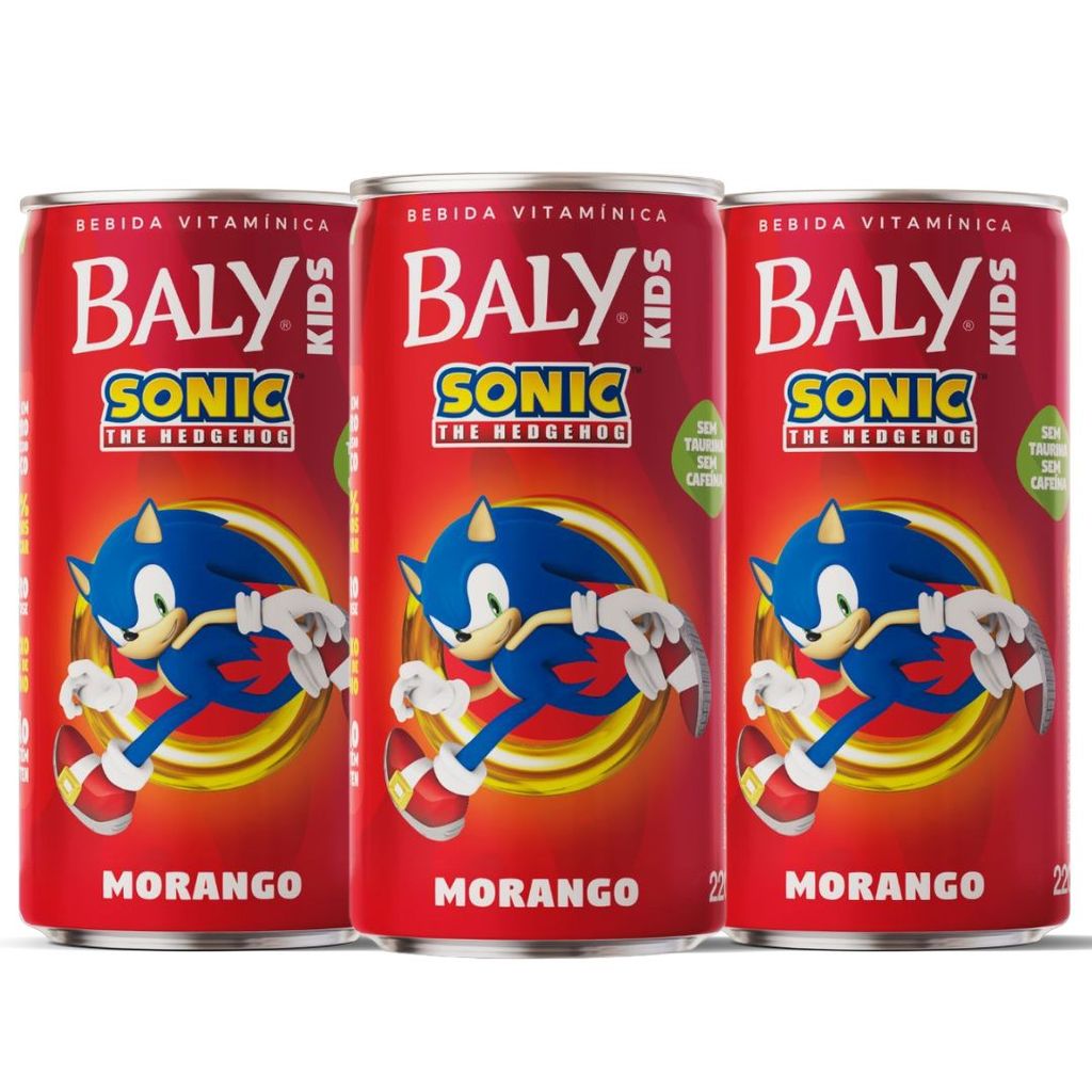 Kit 3un Energético Baly Kids Sonic the Hedgehog Morango 220ml ...