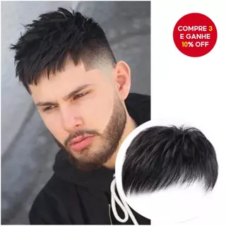 Peruca Masculina De Cabelo Curto , Invisível Para Cobertura Cinza De Ponto Careca