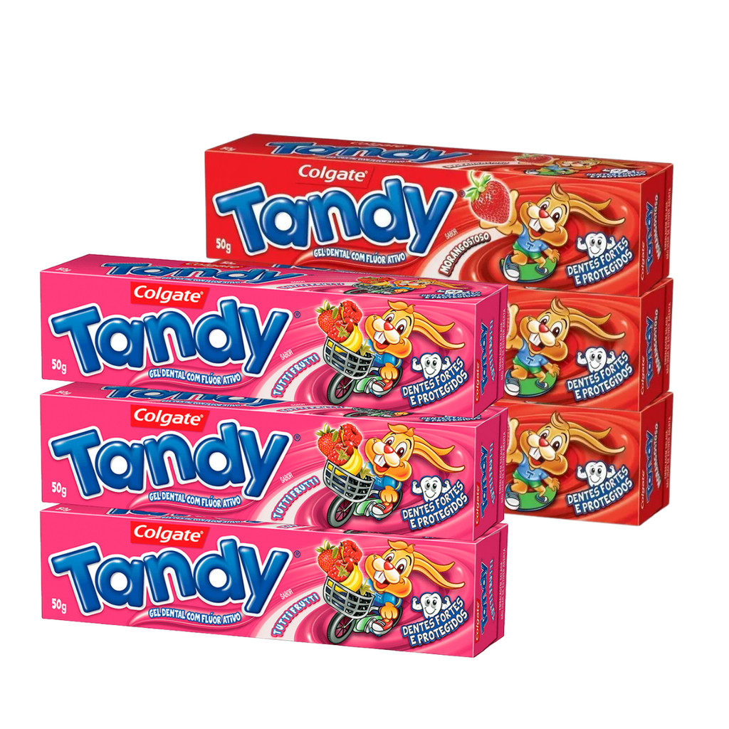 Pasta De Dente Tandy 50g 6 Unidades - Morango E Tutti Frutti | Shopee ...