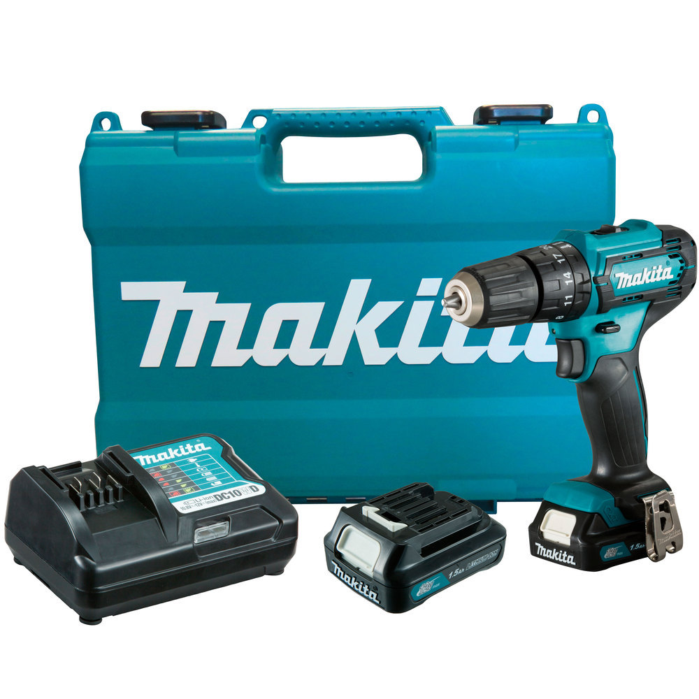 Imagem do produto Furadeira Parafusadeira de impacto 3/8' a bateria 12V com 2 baterias e maleta - HP333DWYE - Makita