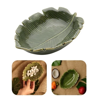 Mini Petisqueira Travessa Folha Decorativa de Cerâmica Banana Leaf Verde Lyor 16x12x4cm em Oferta na Shopee