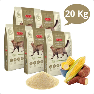 Kit 5 Areia Higiênica Natural Biodegradável Grãos Mistos de Milho e Mandioca para Gatos Kadi 20 kg